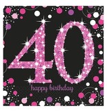 Servetten 40 jaar Sparkling Pink