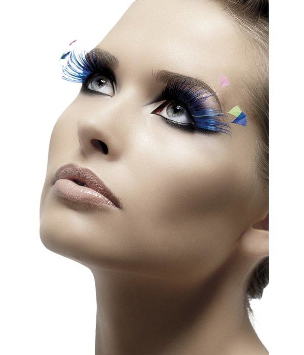 Oogwimpers blauw met veertjes