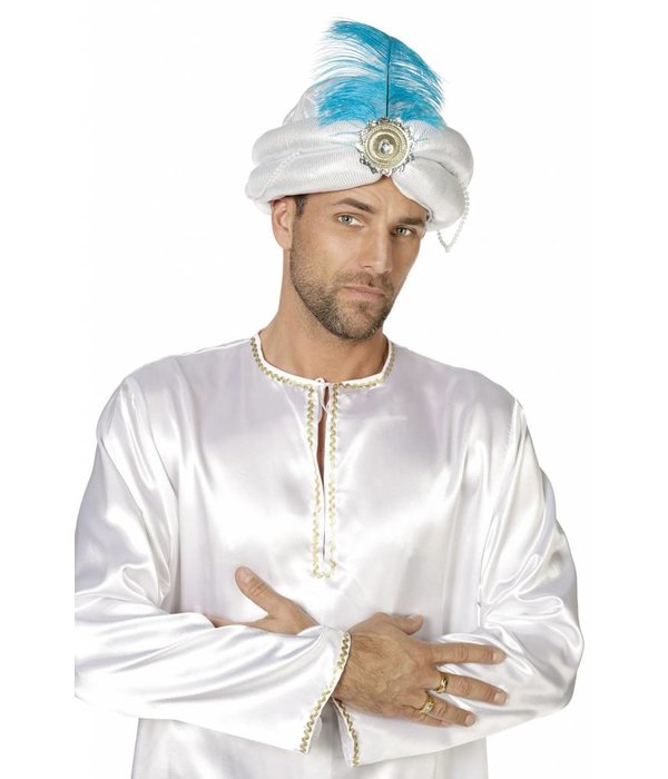 Tulband hoofddoek Zilver Met Veer