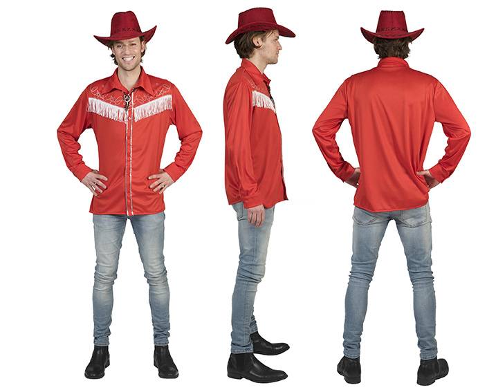Rode Cowboy Linedancer blouse afbeelding
