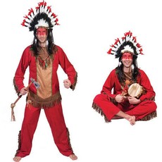 Indianen kostuum man rood