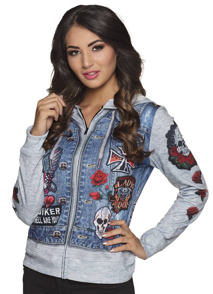 Dames Fotorealistische hoodie biker afbeelding