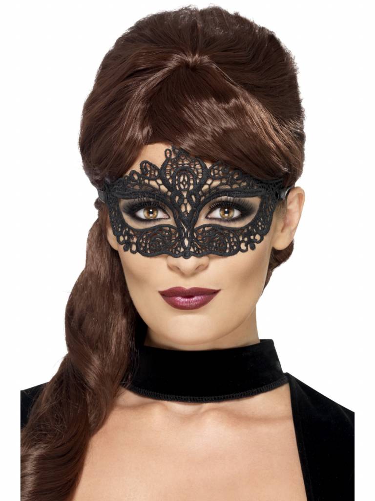Oogmasker Zwart Kant