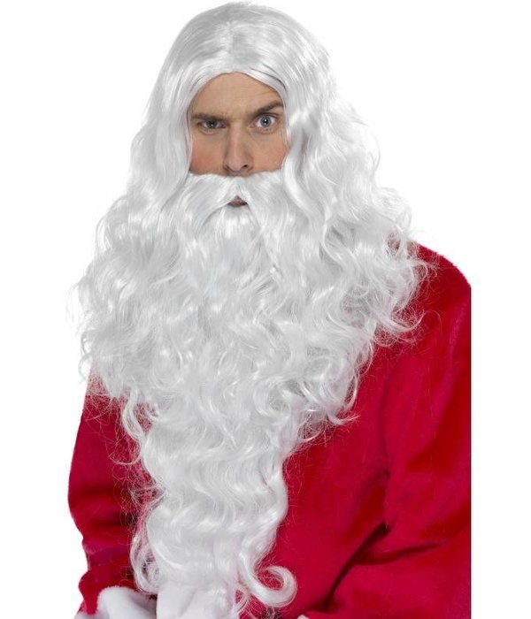 Kerstman pruik en baard lang