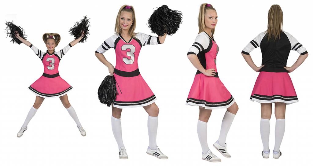 Cheerfull Cheerleader jurkje roze dames afbeelding