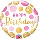Pin & Gold stippen Happy birthday folie ballon 45cm