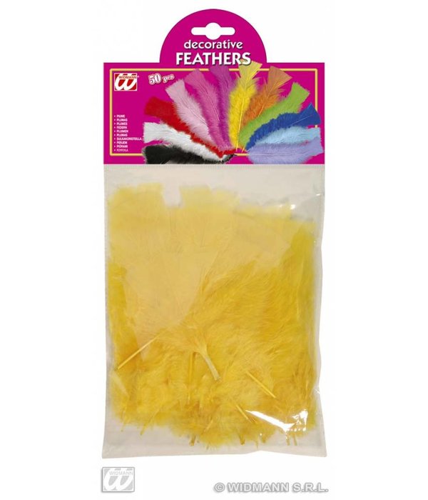 Zakje met 50 veertjes geel