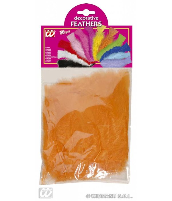 Zakje met 50 veertjes oranje