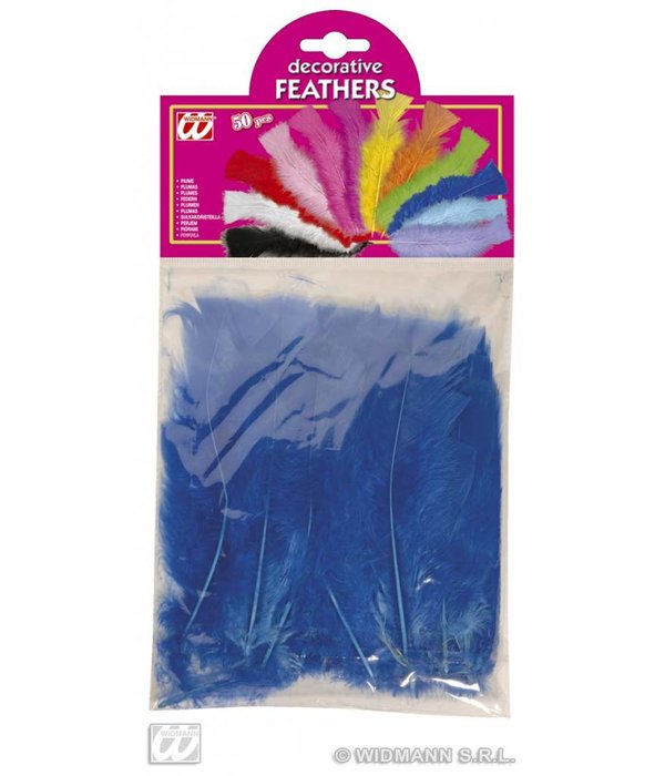 Zakje met 50 veertjes blauw