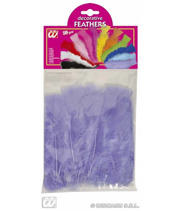 Zakje met 50 veertjes paars