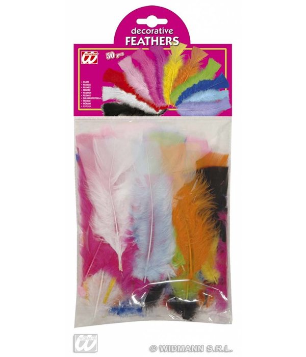 Zakje met 50 veertjes meerkleurig