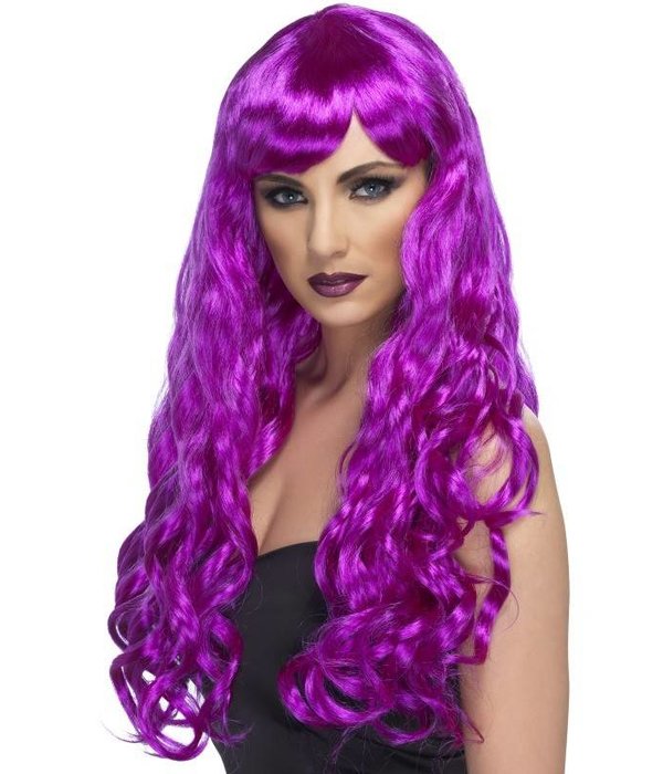 Desire pruik lang krul paars
