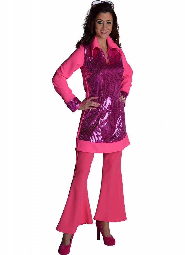Roze hippiebroek vrouw afbeelding