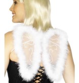 Mini vleugels glitter wit marabou