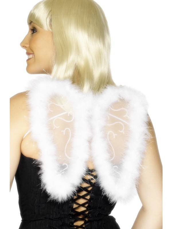 Mini vleugels glitter wit marabou afbeelding