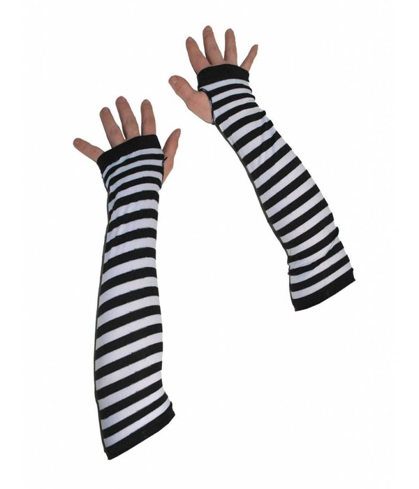 Handschoenen zwart/wit zonder vingers
