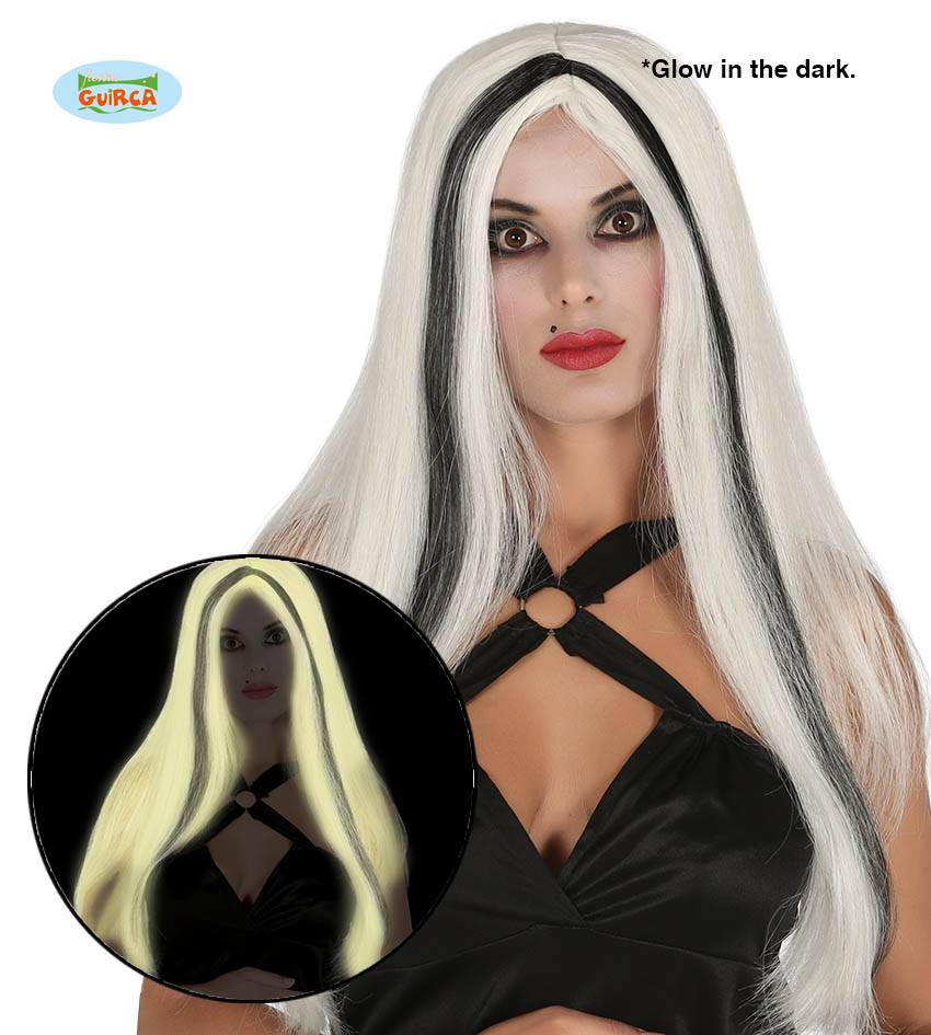 Glow in the dark heksen pruik afbeelding