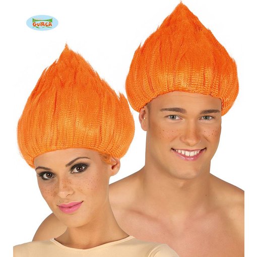 Oranje kabouter pruik