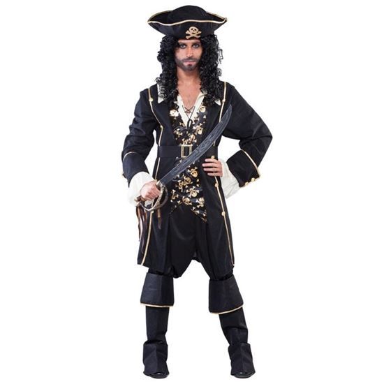 Piratenkostuum zwart/goud man afbeelding