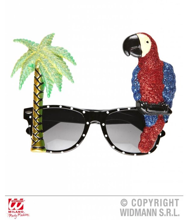 Bril papegaai en palmboom