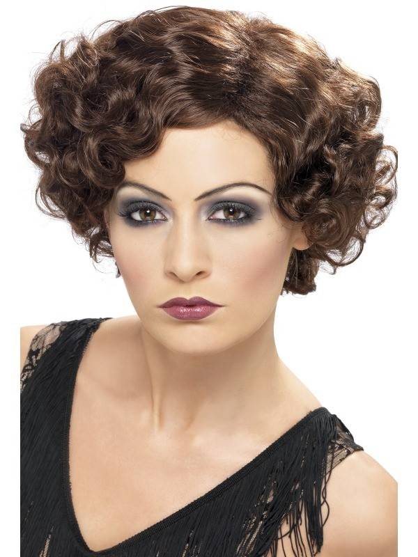 20&apos;s Charleston pruik bruin afbeelding