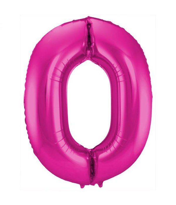 Magenta Folieballon Cijfer 0 - 86 cm