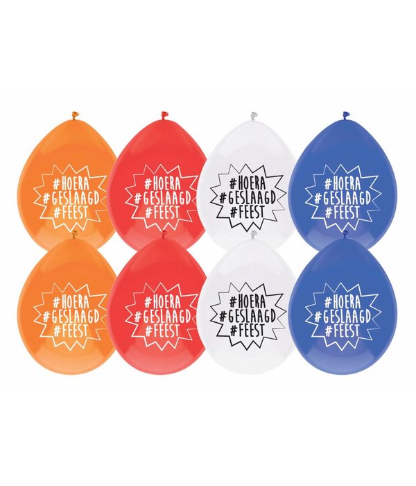 Ballonnen Geslaagd 4 kleuren 8st