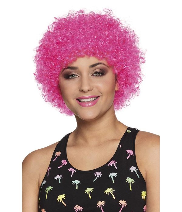 Pruik Pop knalroze eco