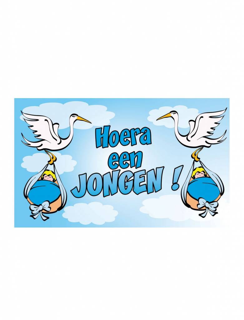 Vlag 90x150cm &apos;hoera een jongen&apos; afbeelding