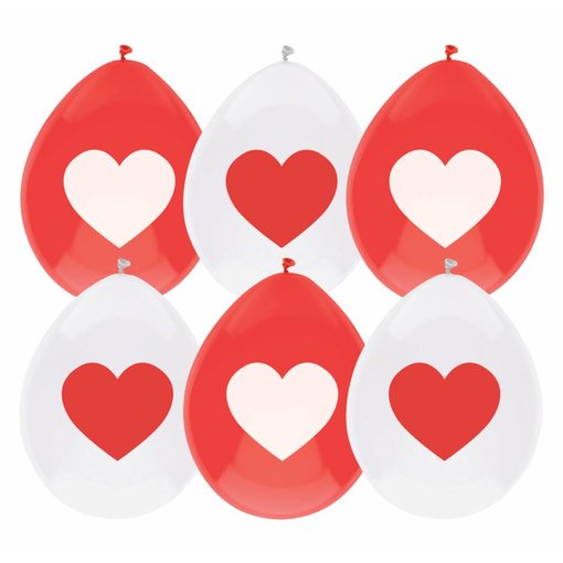 Ballonnen Rood/Wit Met Hart
