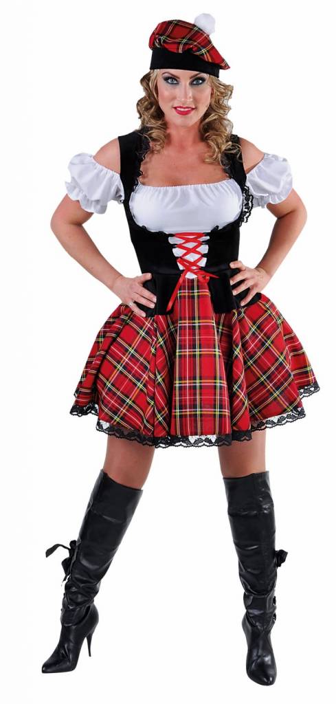 Magic Design Verkleedjurk Kilt Dames Polyester Rood/zwart Mt S