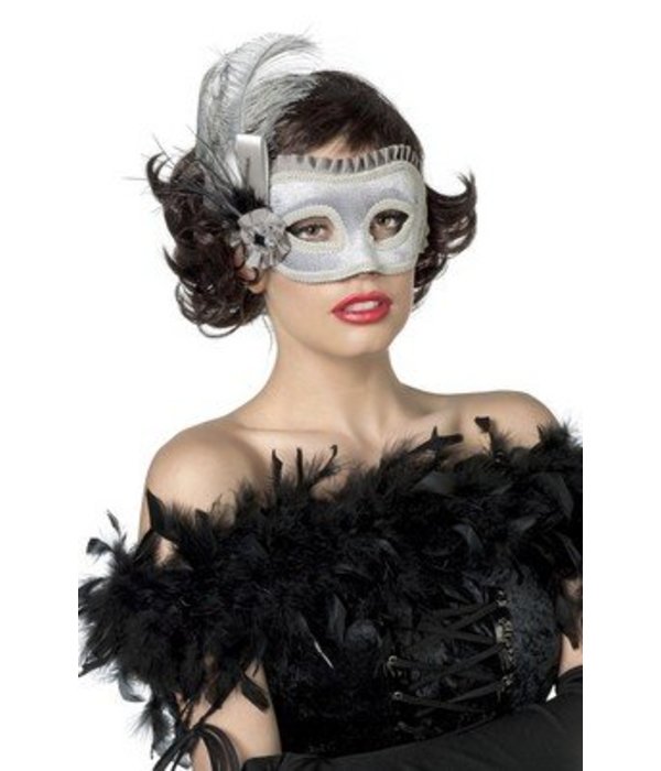 Masker met veren zilver
