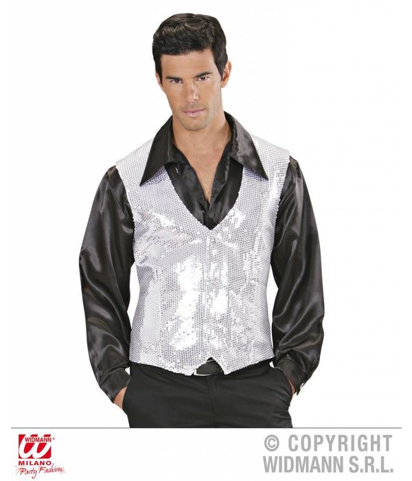 Glittervest zilver man