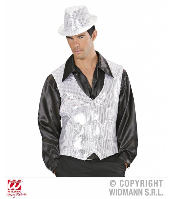 Glittervest zilver man
