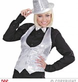 Glittervest zilver vrouw