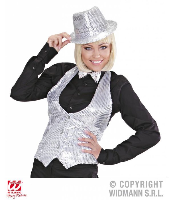 Glittervest zilver vrouw