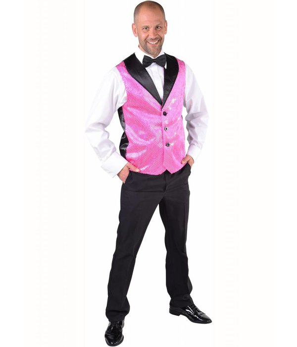 Roze Gilet pailletten heren