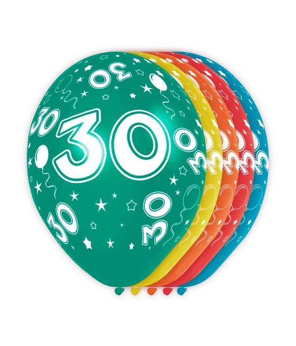 30 jaar verjaardag ballonnen (5st)