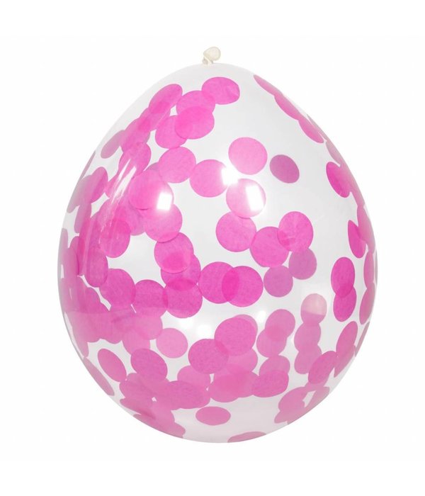 Confetti ballon met roze confetti - 4 stuks