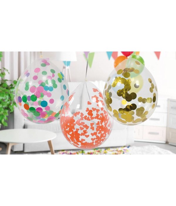 Confetti ballon met roze confetti - 4 stuks
