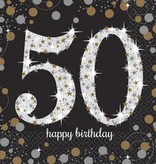 Servetten 50 jaar Sparkling zilver/goud