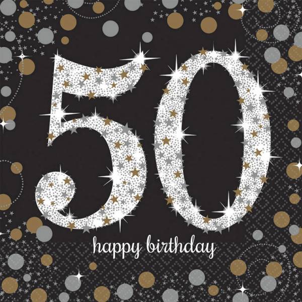 Servetten 50 jaar Sparkling zilver/goud afbeelding