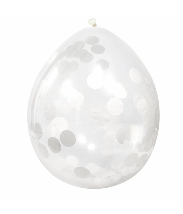 Confetti Ballonnen Wit - 4 Stuks