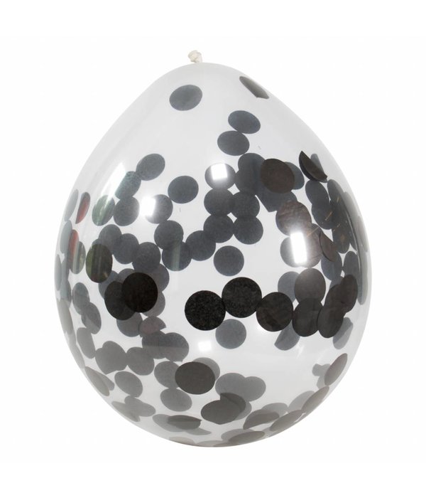 Confetti Ballonnen Zwart - 4 Stuks