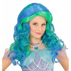 Zeemeermin pruik kind blauw/groen