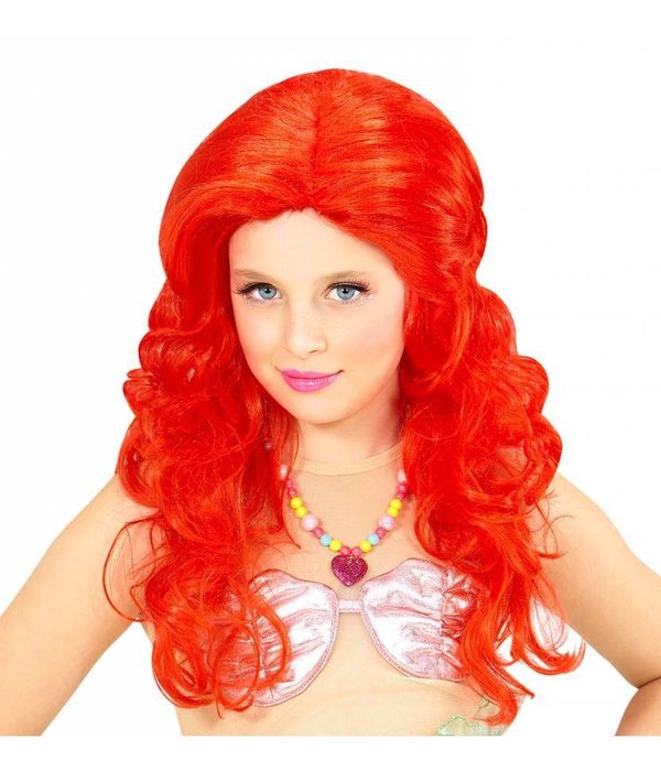 Zeemeermin pruik kind rood