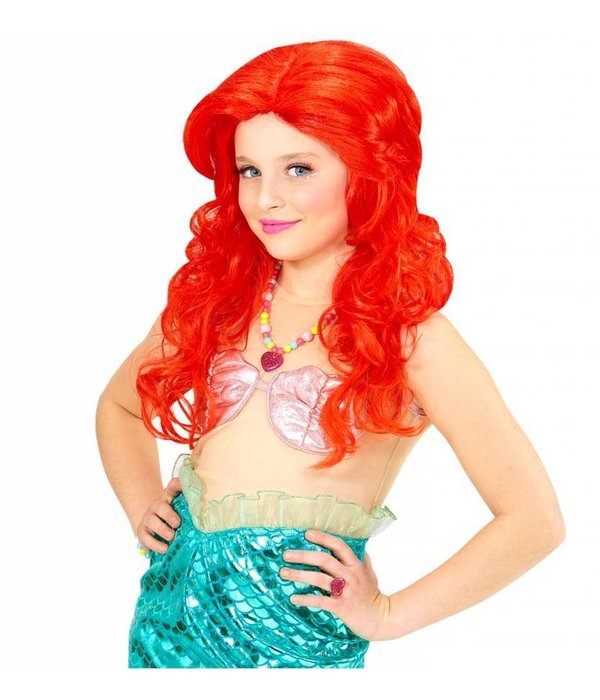 Zeemeermin pruik kind rood