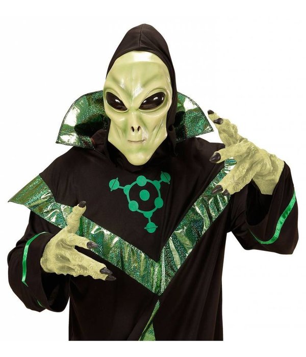 Alien masker met zwarte kap en bolle ogen volwassen