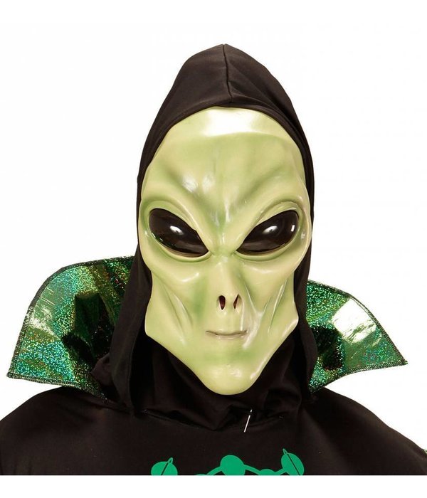 Alien masker met zwarte kap en bolle ogen volwassen