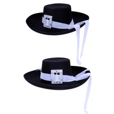 Musketier hoed zwart met witte band